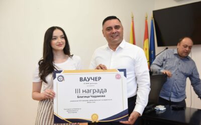 Учество на Јавен повик: „Најдобар бизнис план во средните училишта во општина Кавадарци” и освоена 3 (трета) награда